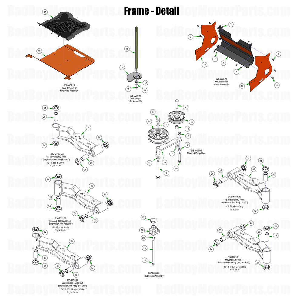 3755 - Bad Boy Mower Parts Lookup > 2025 > Maverick HD > Frame - Detail